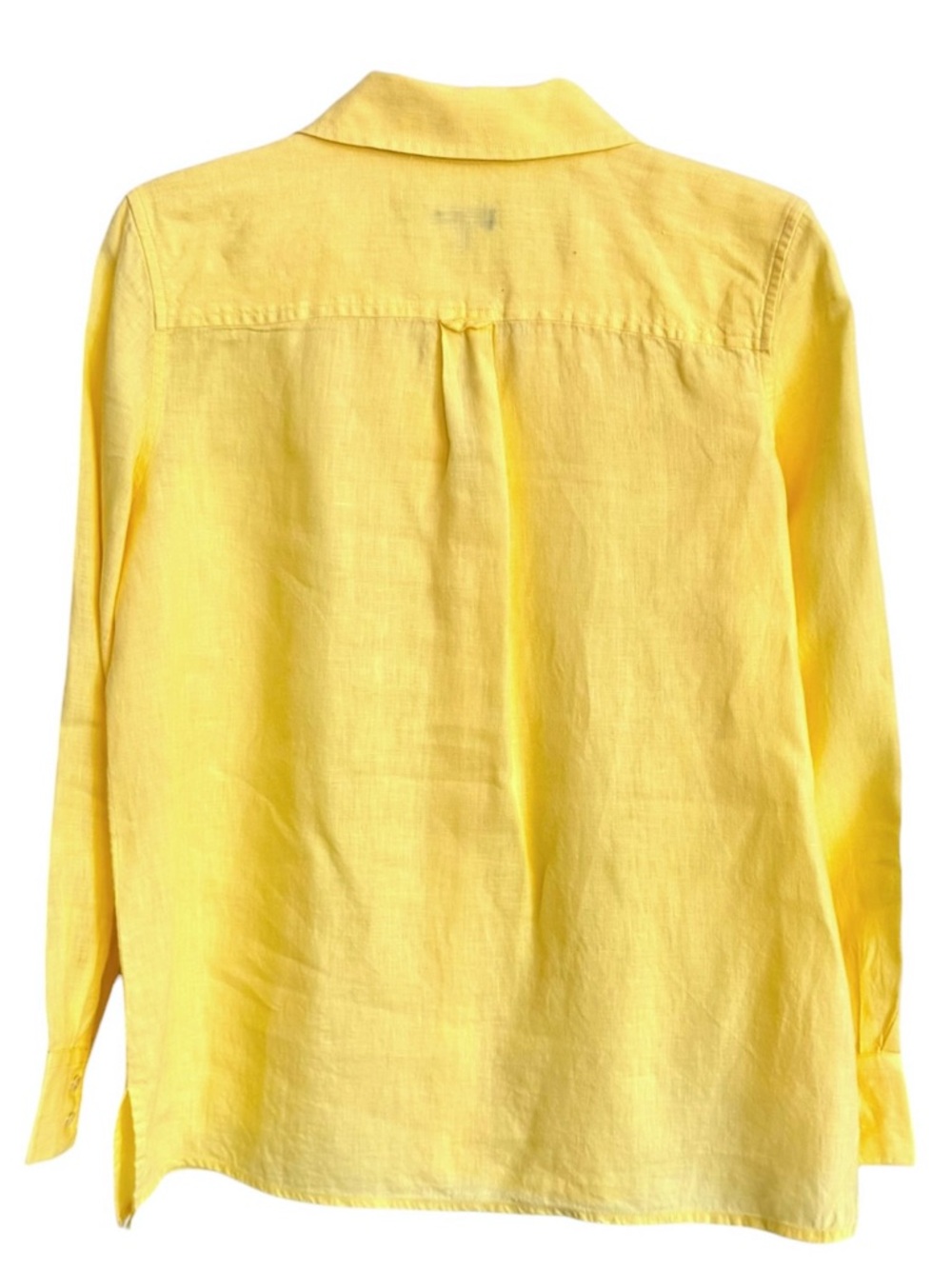 Talbots Size 10 Pure Irish Linen Yellow Button Front Long Sleeve Blouse - Picture 3 of 9